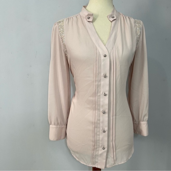 Anthropologie Moulinette Soeurs Coquette Lace Blouse Pink Top Girly Career Date - Picture 15 of 15